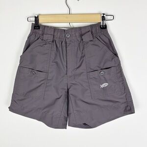 Aftco Shorts Boys Size 26 Gray Nylon Fishing Outdoor